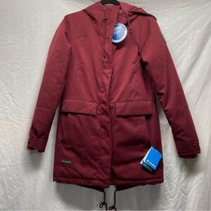 Columbia NWT boundary bay jacket mid length waterproof omnitech XS red wine puff